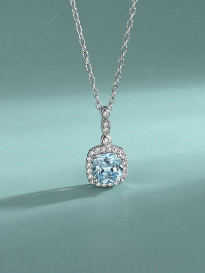 Silver Jewelry Sea Blue Zirconia Set