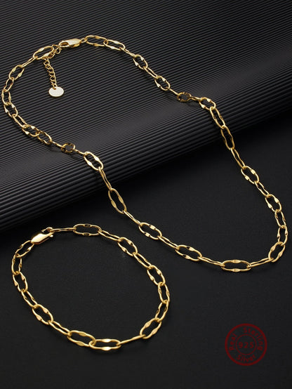 Sterling Silver Large Oval Link Chain Set