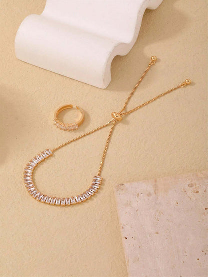 Cubic Zirconia Decor Bracelet & Ring