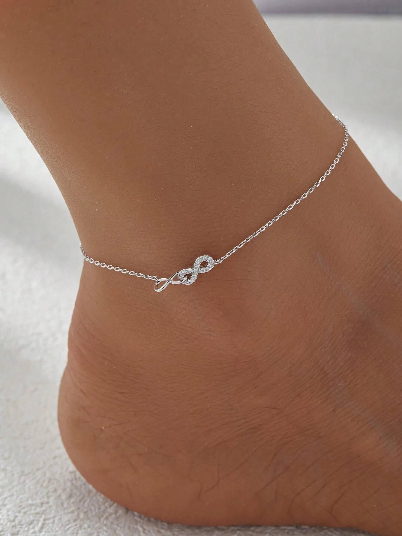 Sterling Silver Eternal Infinity Charm Anklet