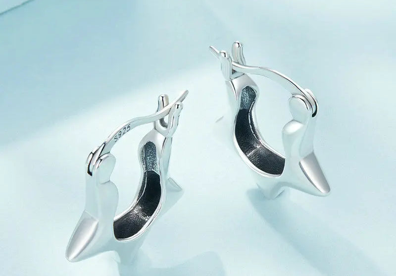 Sterling Silver Hollow Star Earrings