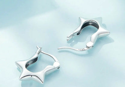 Sterling Silver Hollow Star Earrings