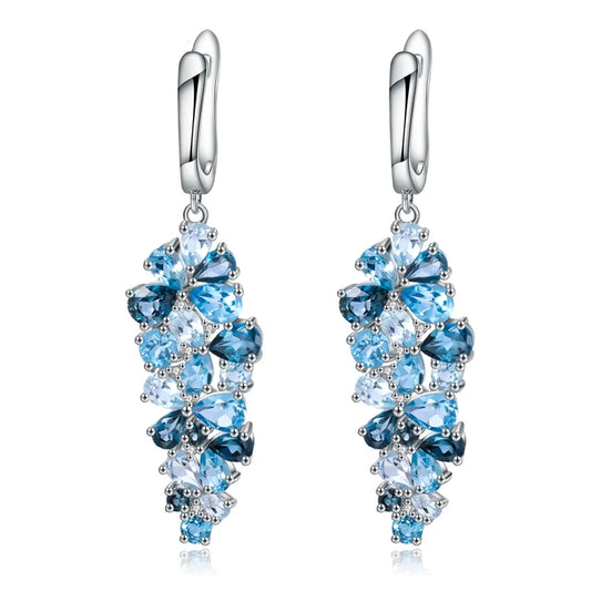 Blue Pure Topaz Luxury Silver Earrings