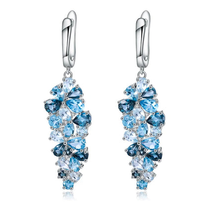 Blue Pure Topaz Luxury Silver Earrings