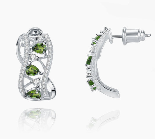 Chrome Diopside Silver Earrings