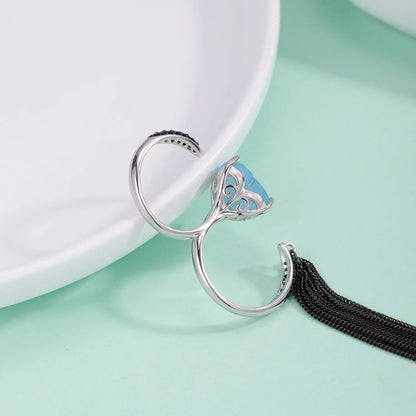 Aqua-blue Calcedony Jewelry Silver Rings