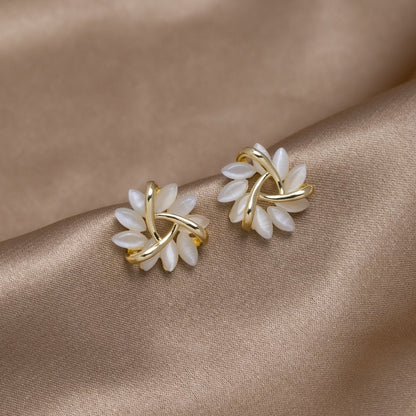 Opal Petal Gold Earrings