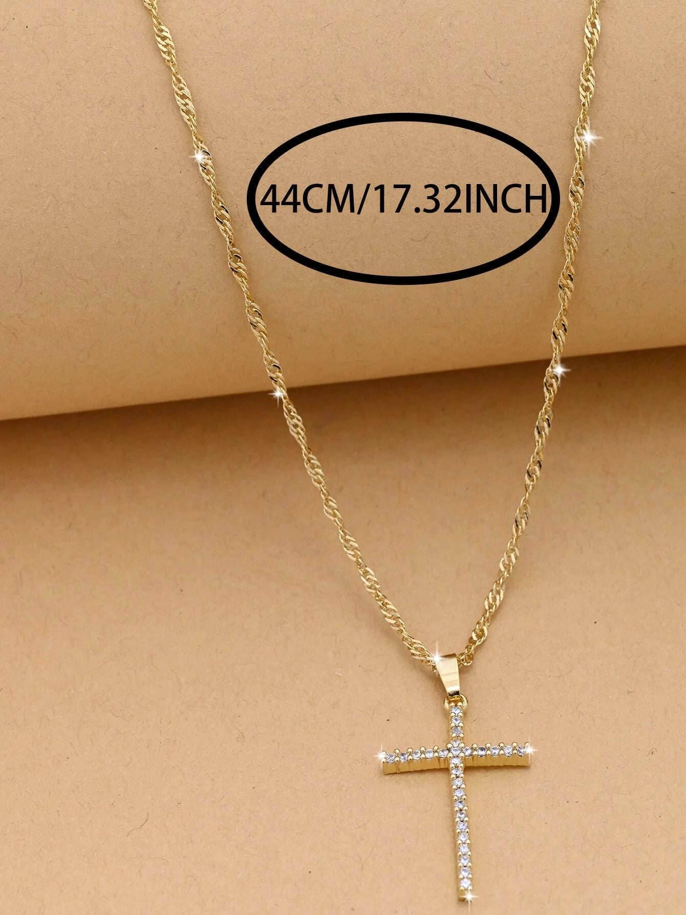 Cubic Zirconia Cross Charm Necklace