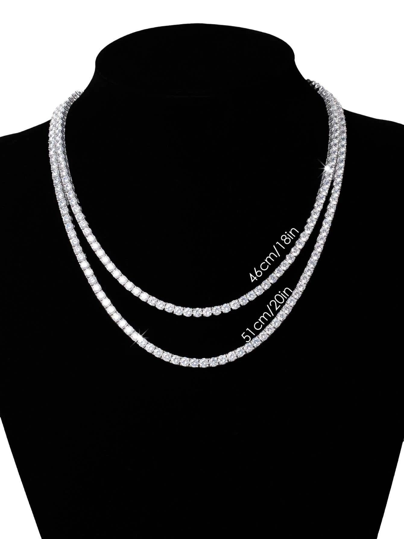 Sterling Silver Prong-Setting Cubic Zirconia Stones Tennis Necklace