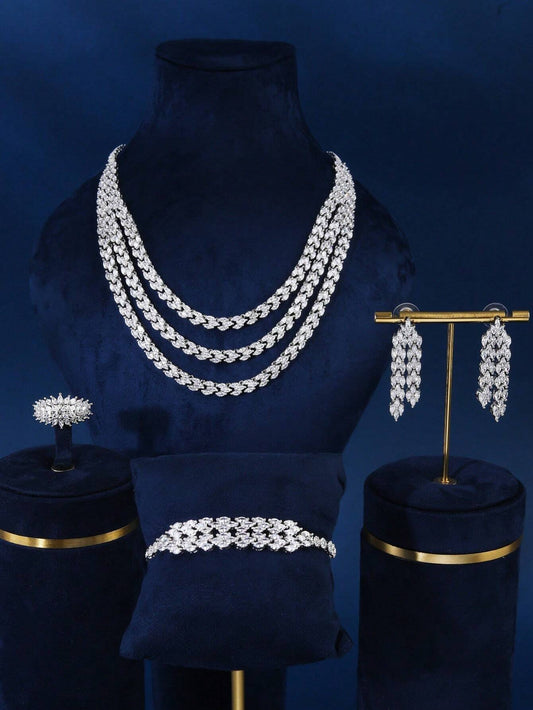 Luxury Rhodium Platinum Plating Jewelry Set