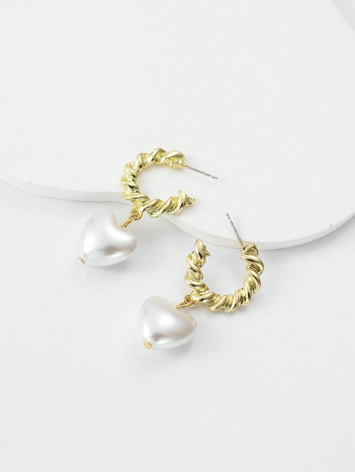Pearl Heart Shaped Dangle Earrings