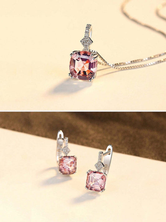 Sterling Silver Luxury Pink Zirconia Set