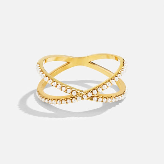 Gold & Pearl Infinity Ring