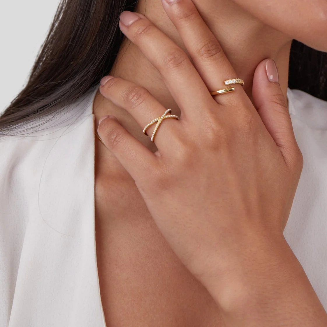 Gold & Pearl Infinity Ring