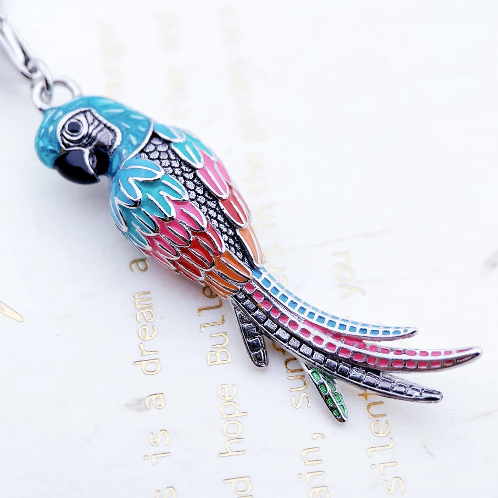 Sterling Silver Parrot Charm Necklace