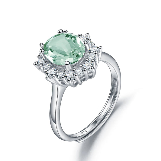 Green Amethyst Wedding Silver Ring