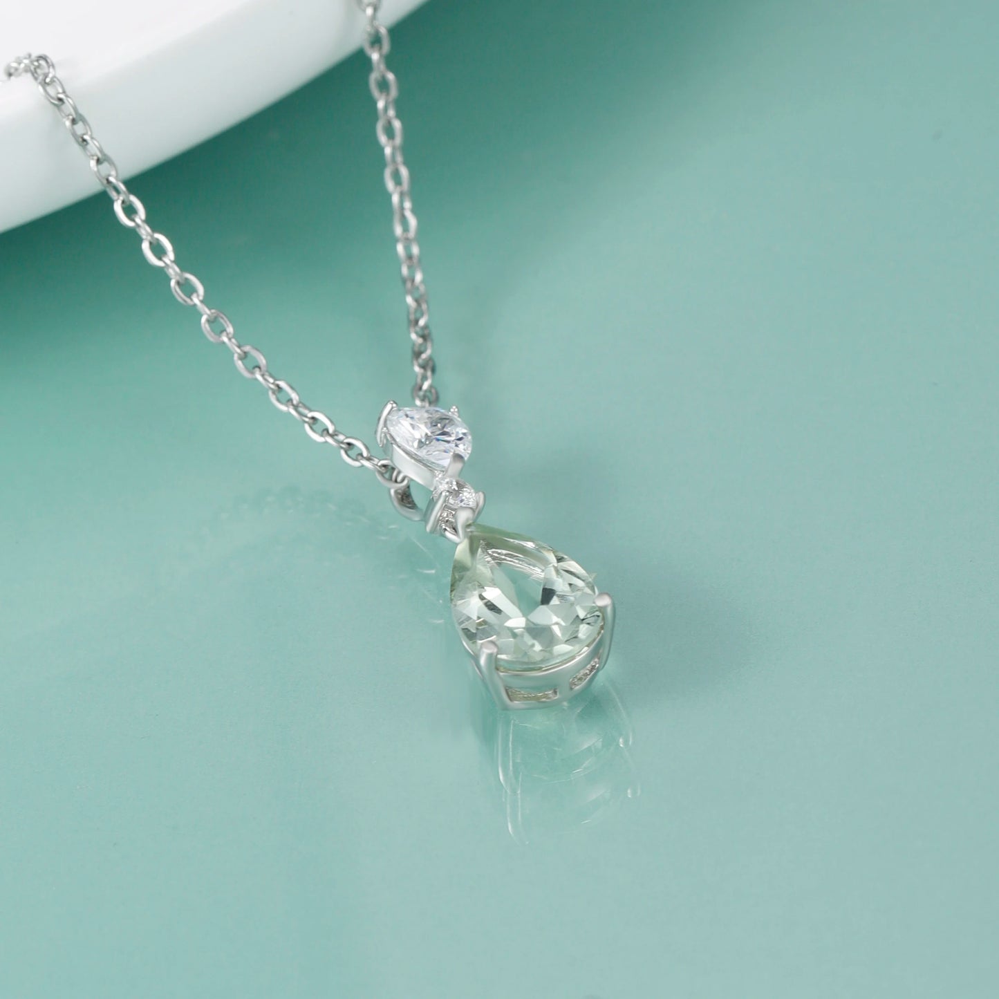 Sterling Silver Green Amethyst Necklaces
