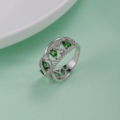 Chrome Diopside Silver Ring