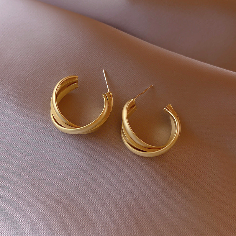 Matte Gold Twist Hoop Earrings