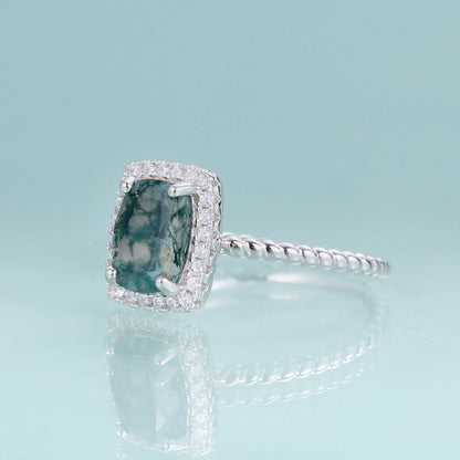 Moss Agate Silver Ring