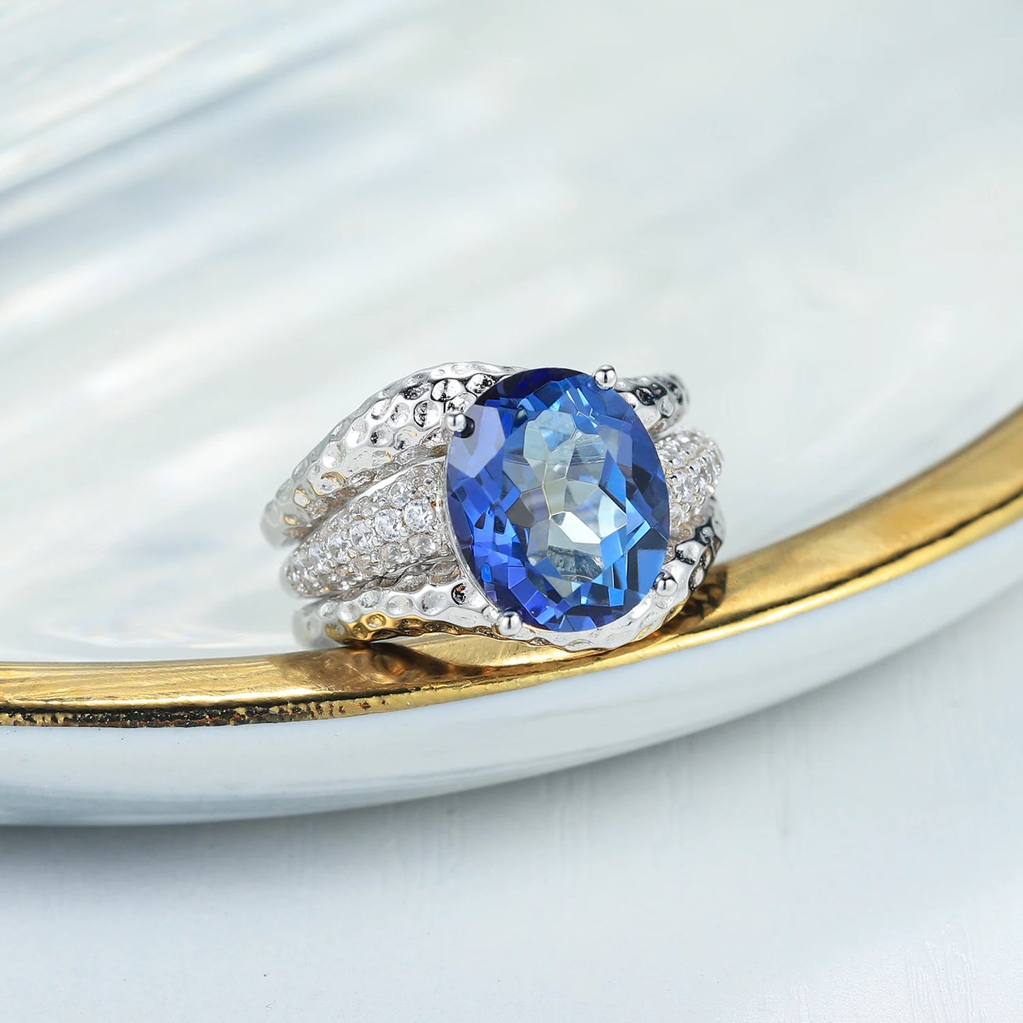Blue Mystic Quartz Silver Ring