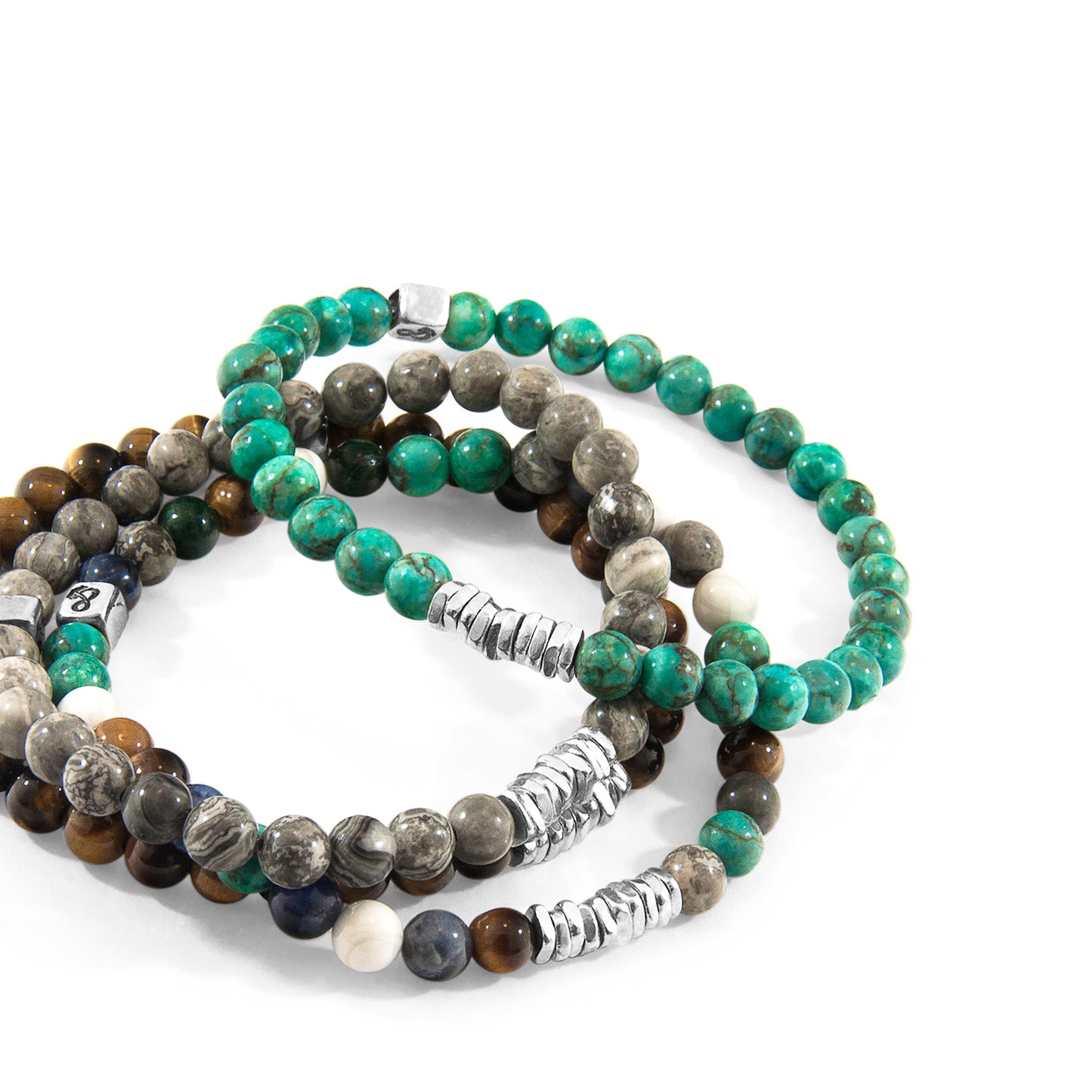 Multicoloured Multi-Gem Atrato Silver and Stone Bracelet