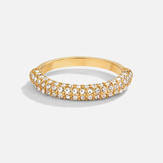 White Crystal & Gold Ring