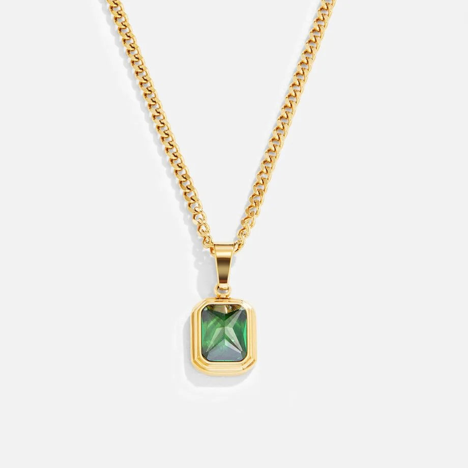 Monet Green Crystal Pendant Necklace