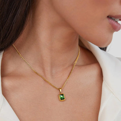 Monet Green Crystal Pendant Necklace