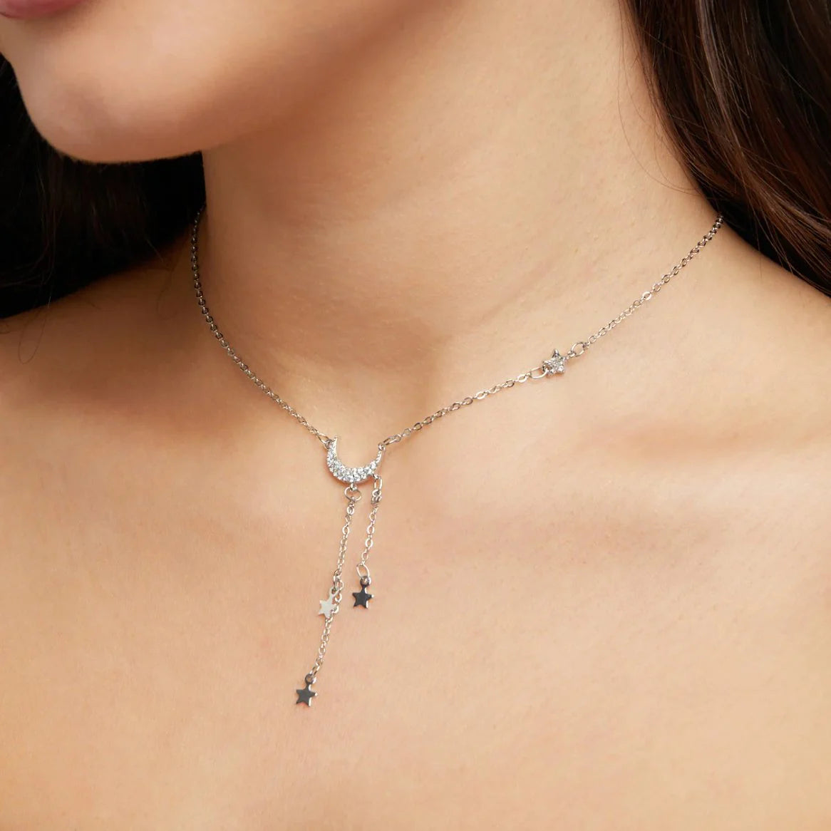 Moon & Star Sterling Silver Necklace