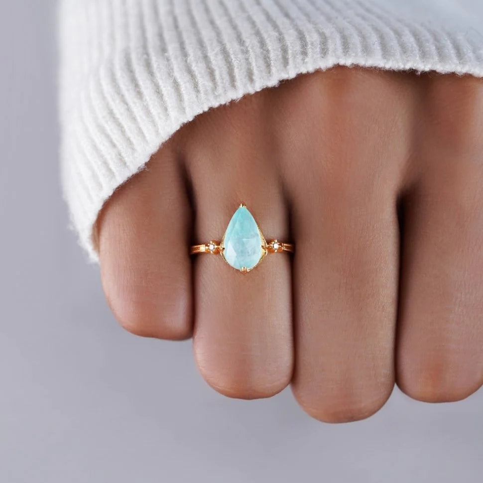 Vintage Amazonite Crystal Ring
