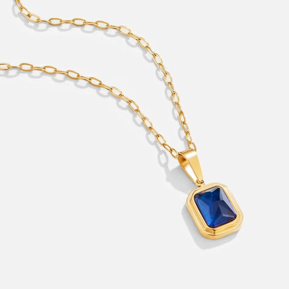 Ocean Blue Pendant Gold Necklace