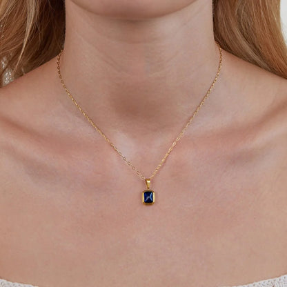 Ocean Blue Pendant Gold Necklace