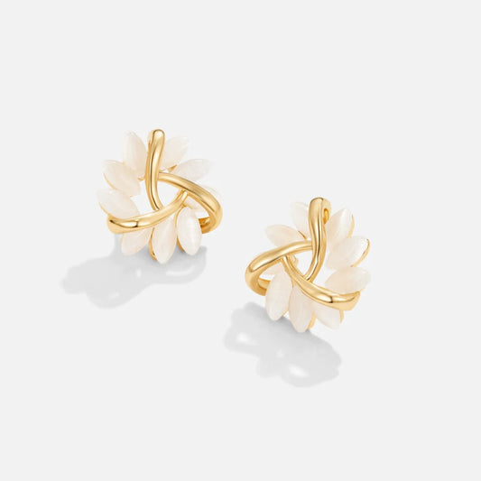 Opal Petal Gold Earrings